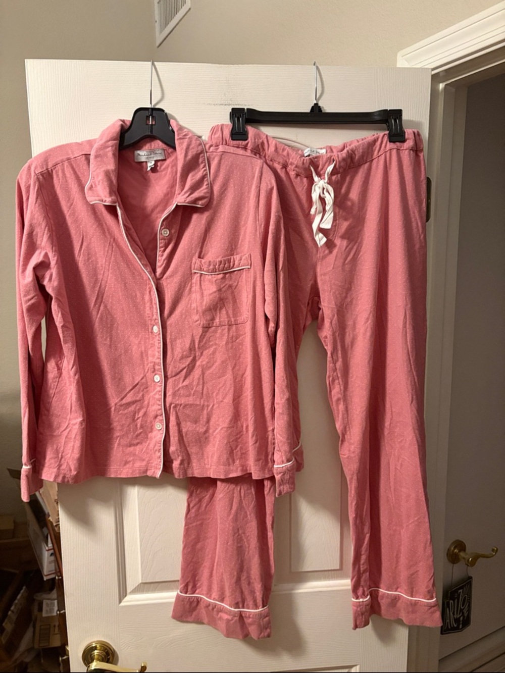 Michael Stars GU Pink and White Polka Dot pajama set size M